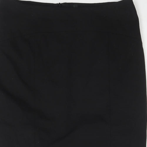 United Colors of Benetton Womens Black Polyester Straight & Pencil Skirt Size 14 Zip