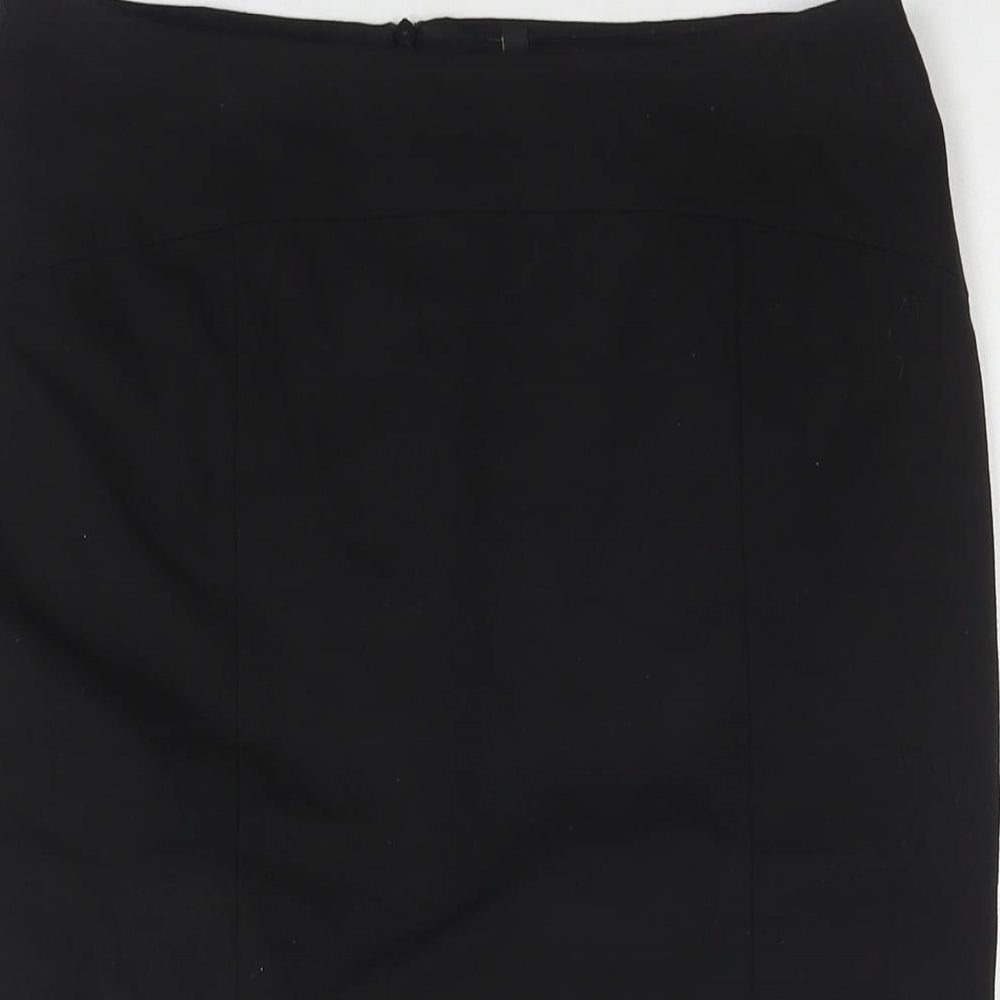 United Colors of Benetton Womens Black Polyester Straight & Pencil Skirt Size 14 Zip