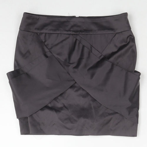Topshop Womens Grey Cotton Mini Skirt Size 8 Zip