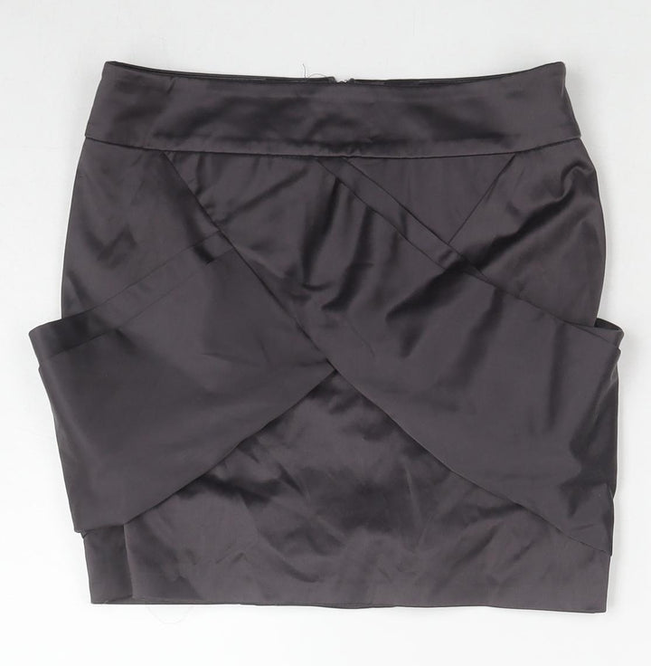 Topshop Womens Grey Cotton Mini Skirt Size 8 Zip
