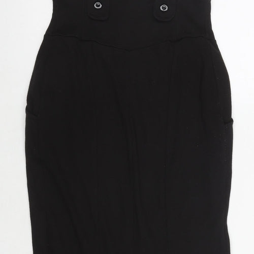 H&M Womens Black Acrylic Straight & Pencil Skirt Size 10 Button