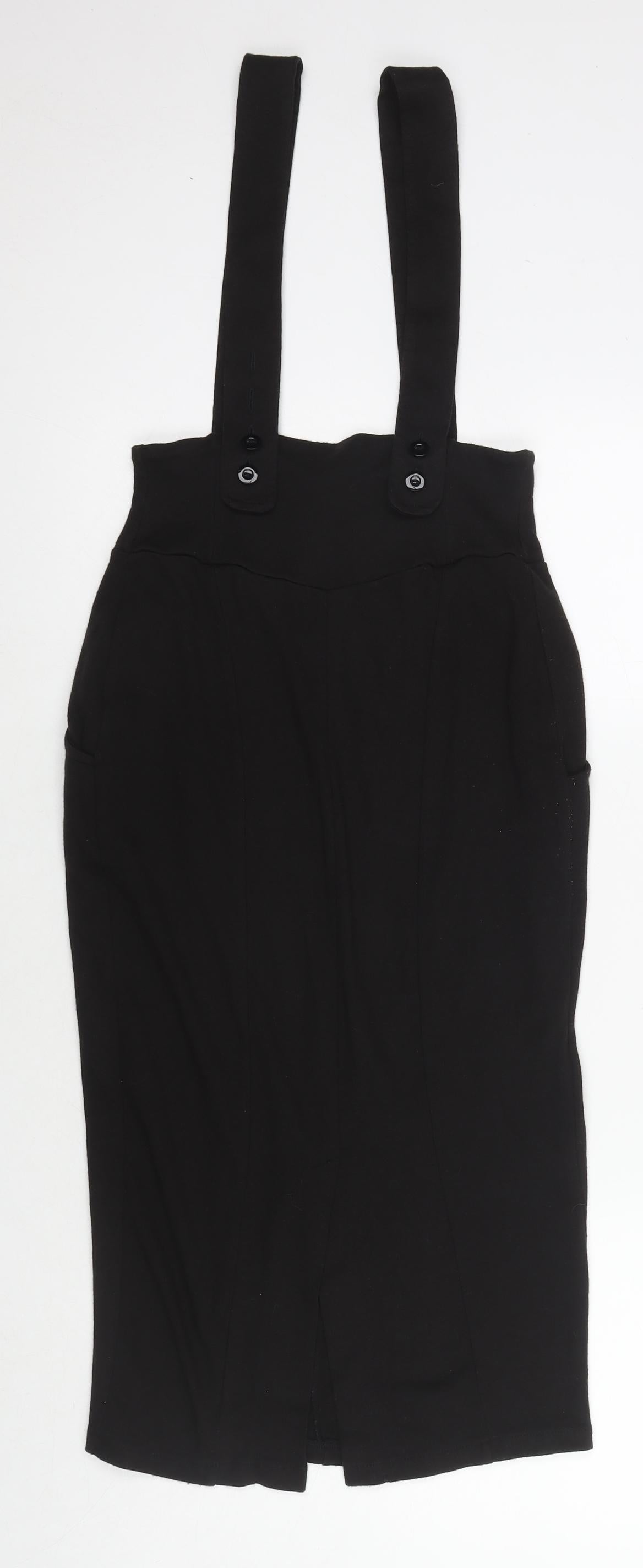 H&M Womens Black Acrylic Straight & Pencil Skirt Size 10 Button