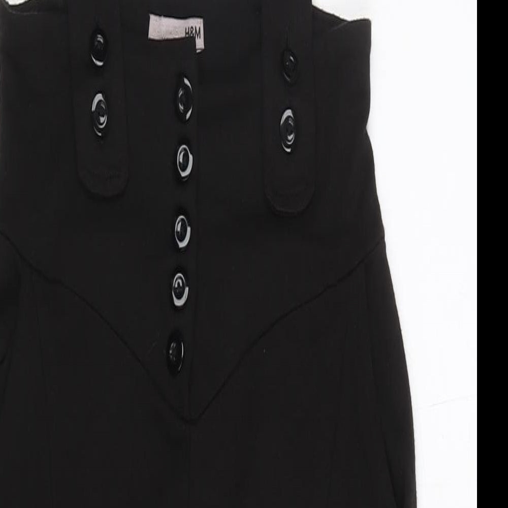 H&M Womens Black Acrylic Straight & Pencil Skirt Size 10 Button