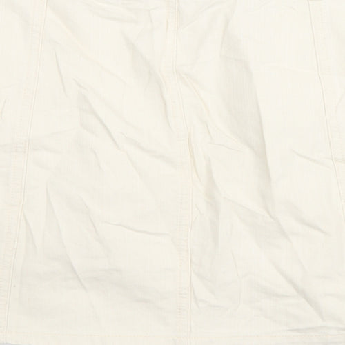 Marks and Spencer Womens Ivory Cotton A-Line Skirt Size 18 Button