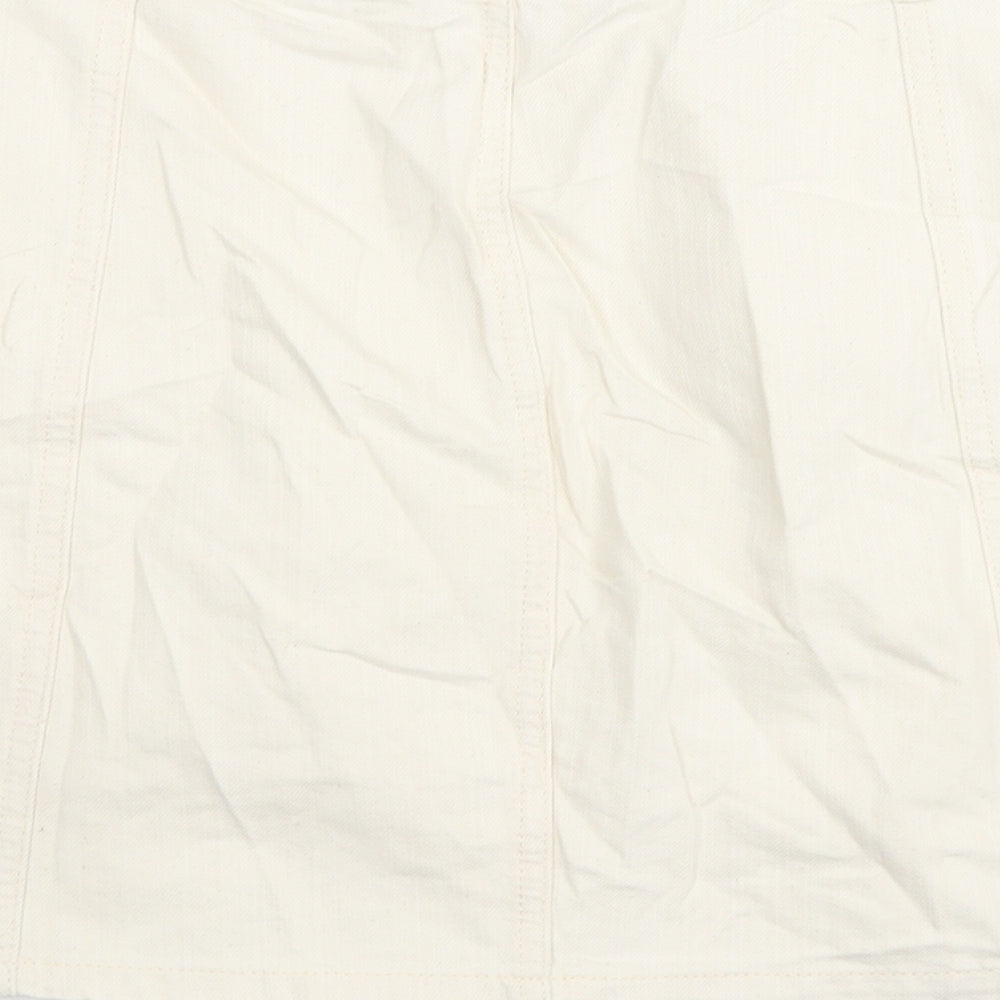 Marks and Spencer Womens Ivory Cotton A-Line Skirt Size 18 Button