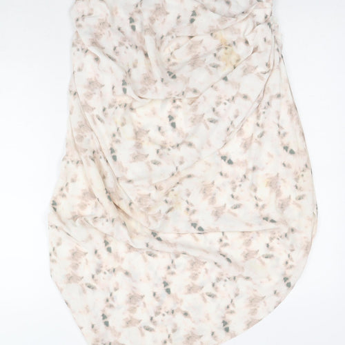 PRETTYLITTLETHING Womens Beige Geometric Polyester Wrap Skirt Size 12 Zip - Asymmetric