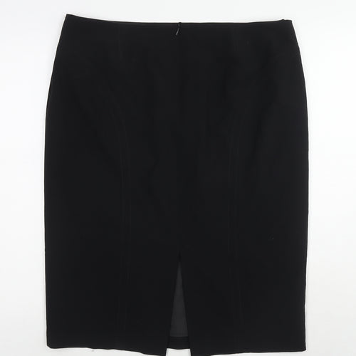 Marks and Spencer Womens Black Polyester A-Line Skirt Size 18 Zip