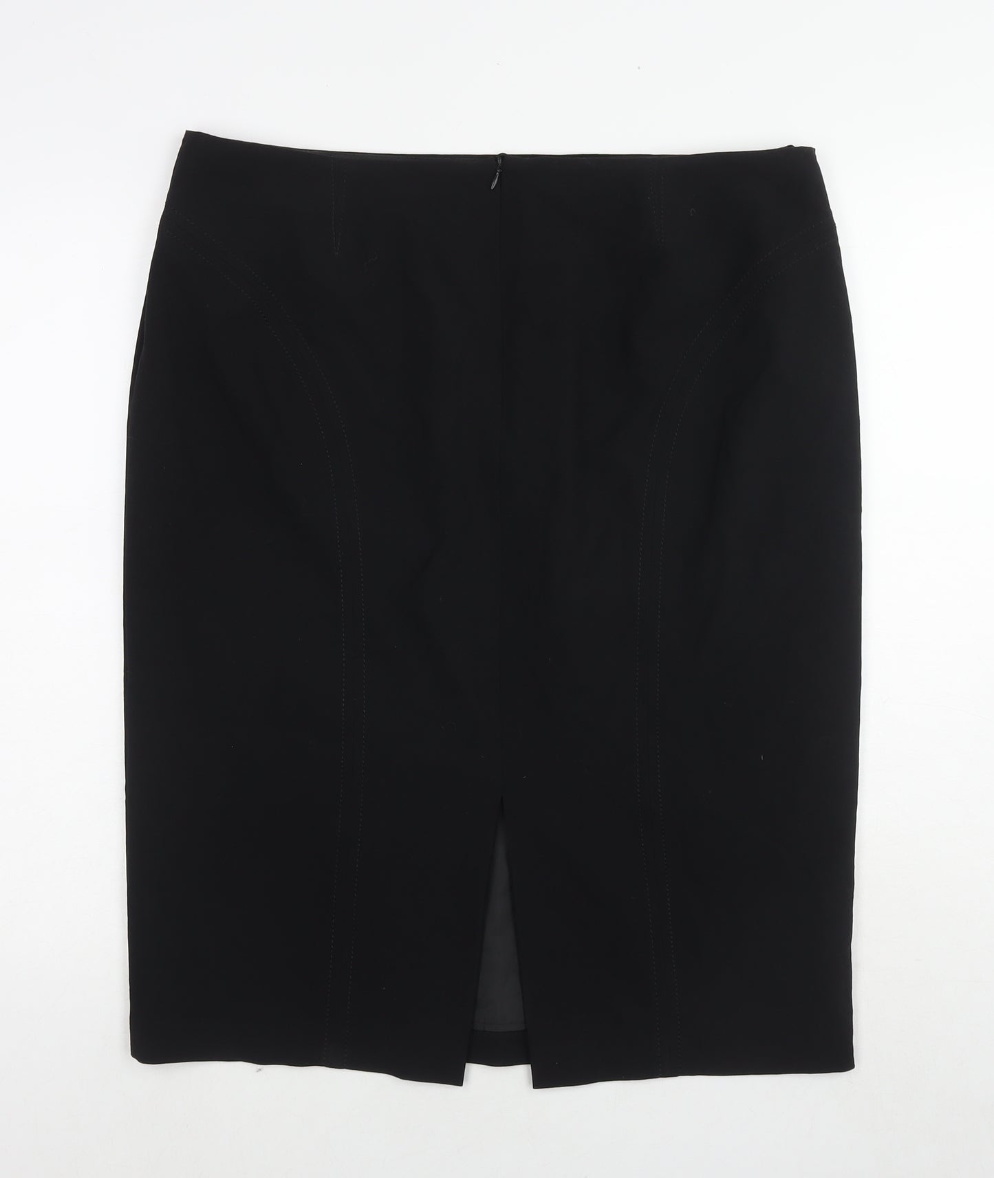 Marks and Spencer Womens Black Polyester A-Line Skirt Size 18 Zip