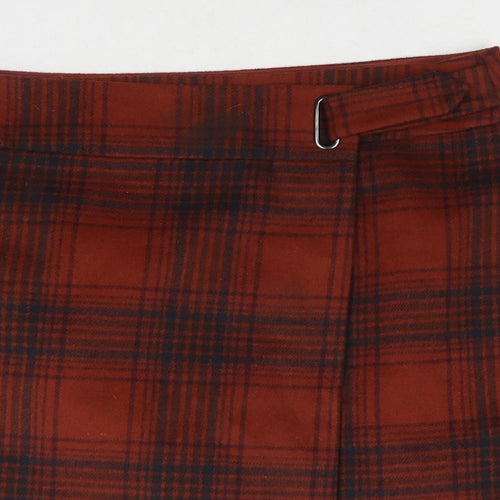 Marks and Spencer Womens Brown Check Polyester Mini Skirt Size 12 Button