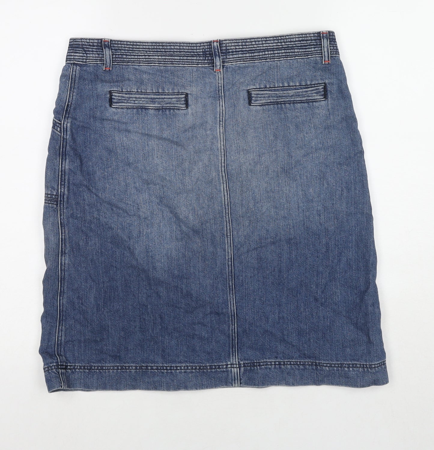 White Stuff Womens Blue Cotton A-Line Skirt Size 10 Zip