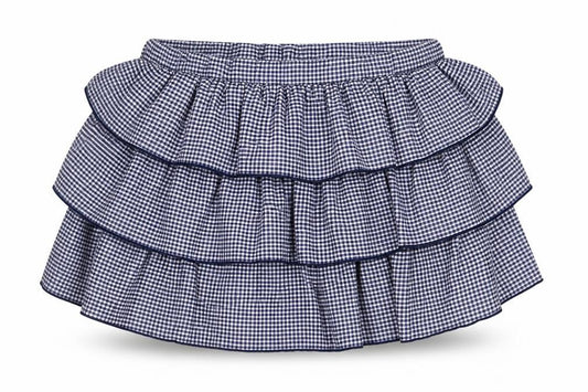Front view of Zara women’s blue check polyester pleated skirt, size S