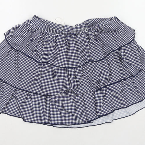 Zara Womens Blue Check Polyester Pleated Skirt Size S