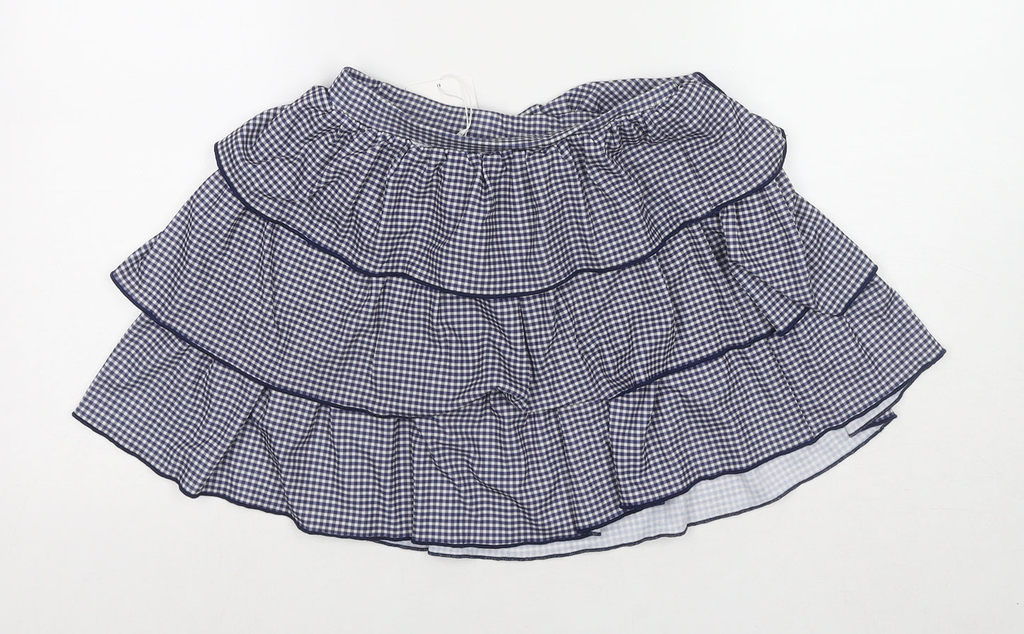 Zara Womens Blue Check Polyester Pleated Skirt Size S