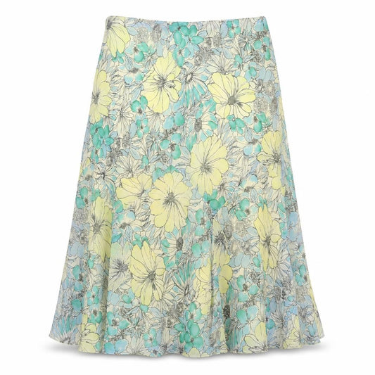 Front view of Autograph women’s multicoloured floral polyester swing skirt, size UK 12