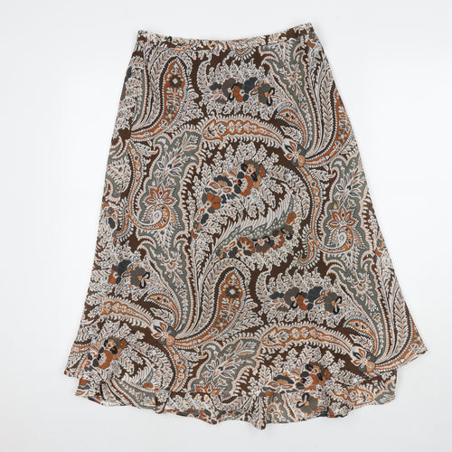 Oscar B. Womens Brown Paisley Polyester Swing Skirt Size 12