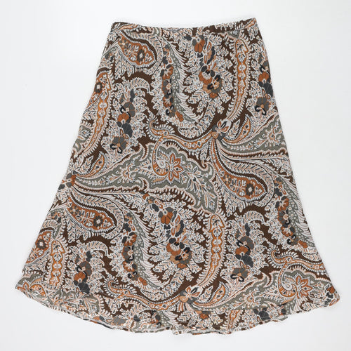 Oscar B. Womens Brown Paisley Polyester Swing Skirt Size 12
