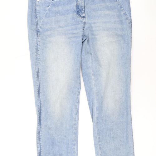 Barbara Lebek Womens Blue Cotton Straight Jeans Size 10 L24 in Regular Zip