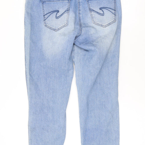 Barbara Lebek Womens Blue Cotton Straight Jeans Size 10 L24 in Regular Zip