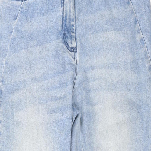 Barbara Lebek Womens Blue Cotton Straight Jeans Size 10 L24 in Regular Zip