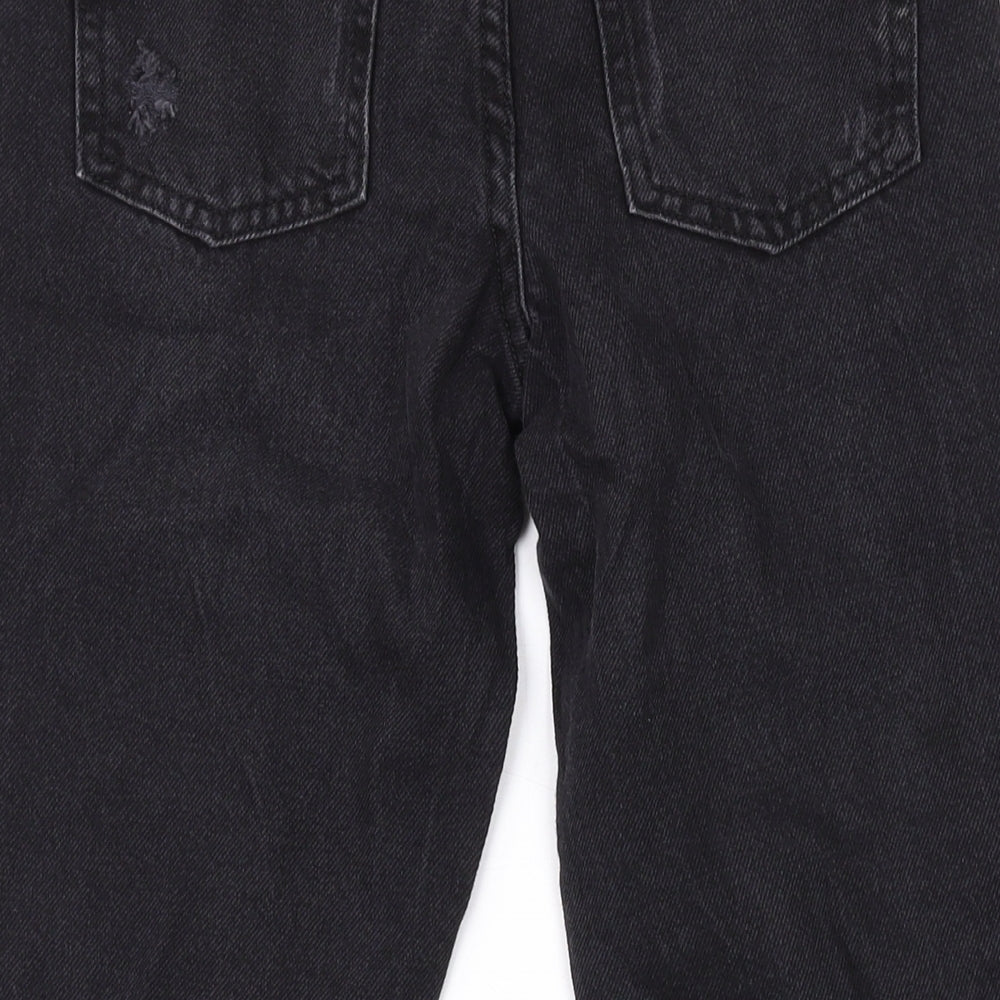 Denim & Co. Girls Black Cotton Boyfriend Jeans Size 9-10 Years L21 in Regular Zip - Distressed