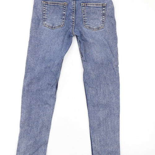 Denim & Co. Girls Blue Cotton Skinny Jeans Size 9-10 Years L23 in Regular Zip