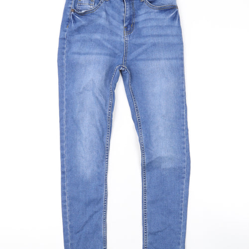 Denim & Co. Girls Blue Cotton Skinny Jeans Size 10-11 Years L24 in Regular Zip