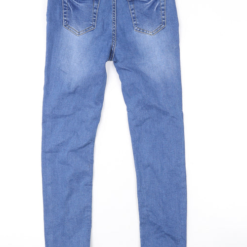 Denim & Co. Girls Blue Cotton Skinny Jeans Size 10-11 Years L24 in Regular Zip