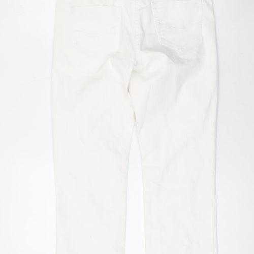 TU Womens White Cotton Straight Jeans Size 8 L24 in Regular Zip