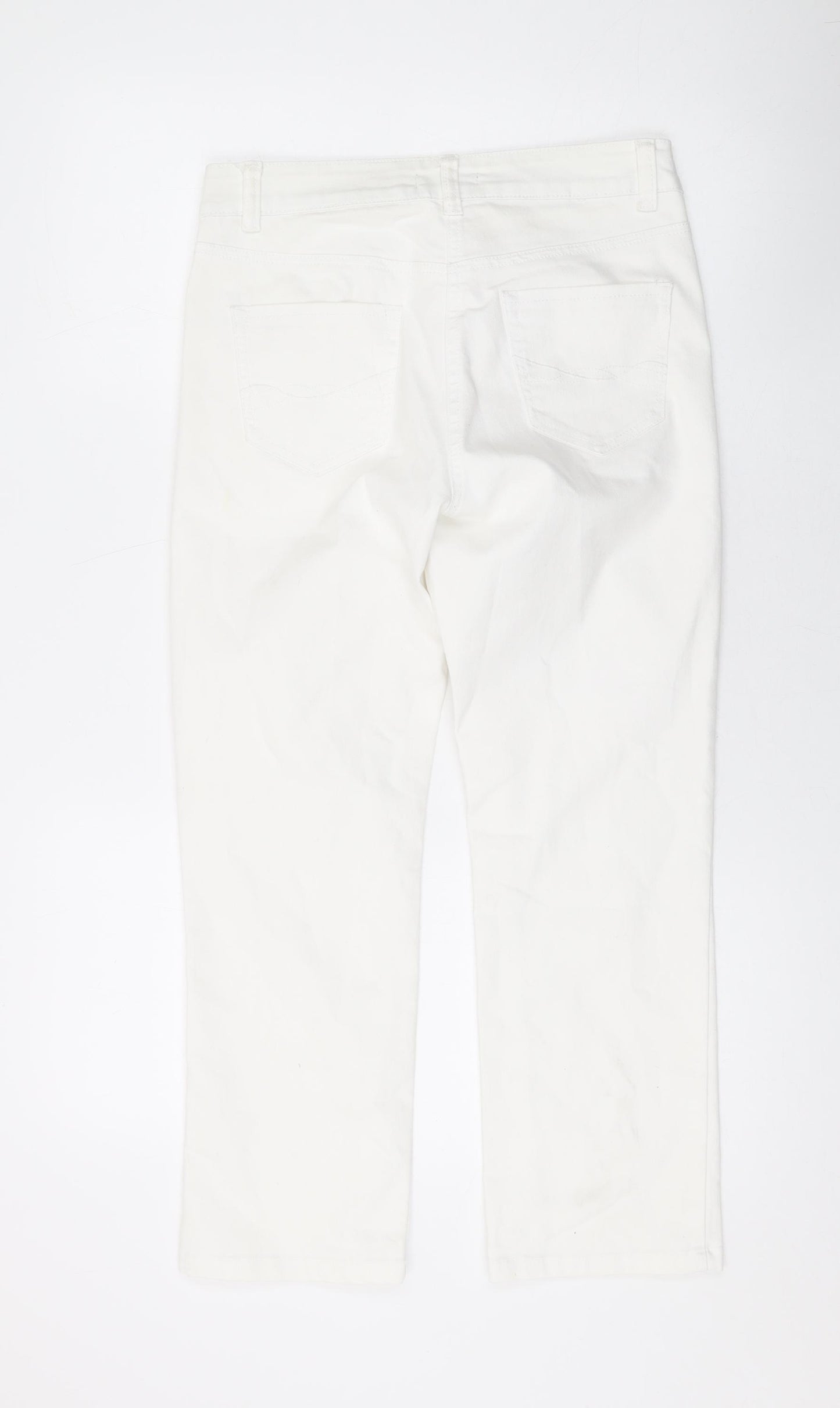 TU Womens White Cotton Straight Jeans Size 8 L24 in Regular Zip