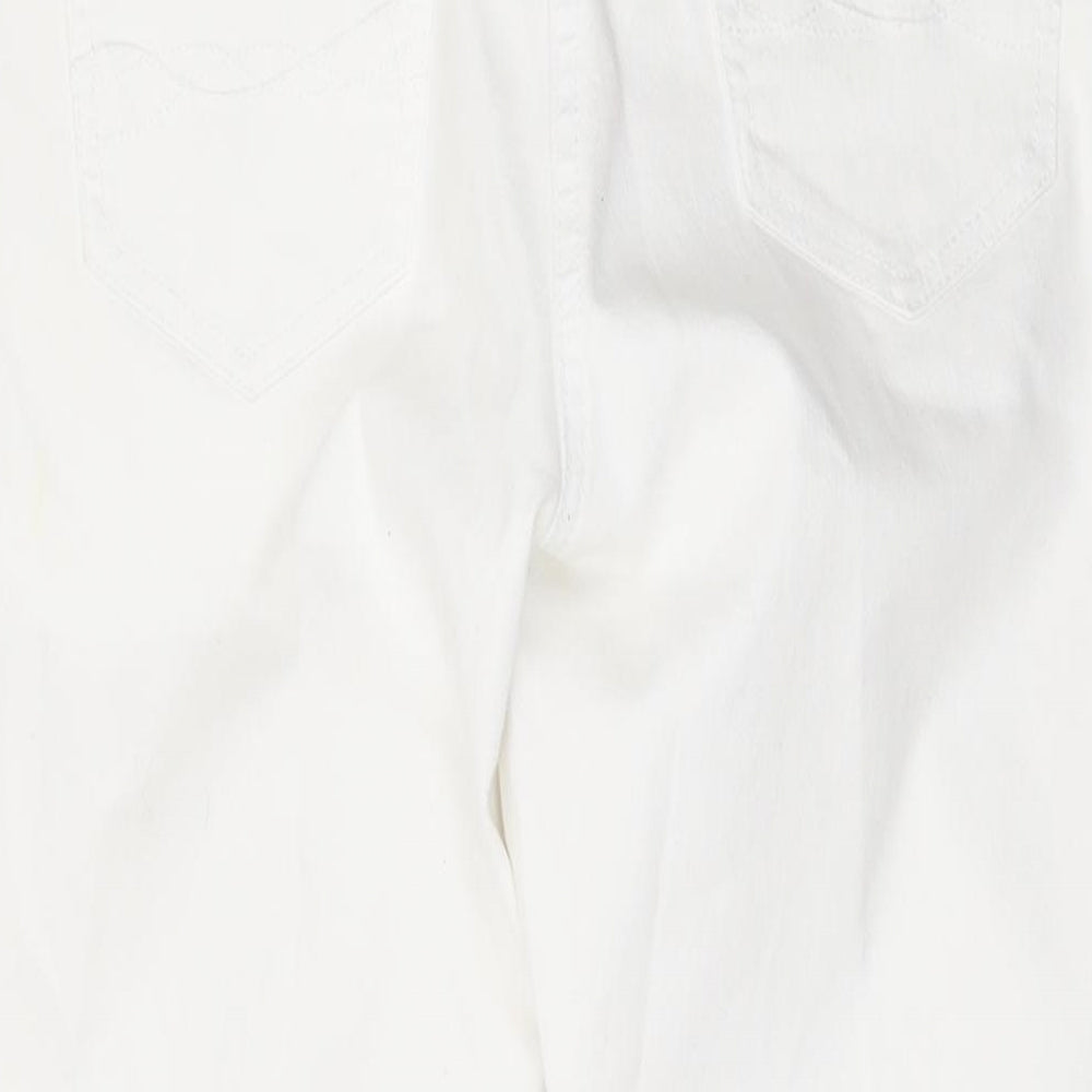 TU Womens White Cotton Straight Jeans Size 8 L24 in Regular Zip