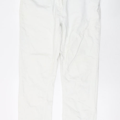 Epilogue Womens White Cotton Straight Jeans Size 14 L29 in Regular Zip