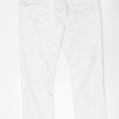 Epilogue Womens White Cotton Straight Jeans Size 14 L29 in Regular Zip