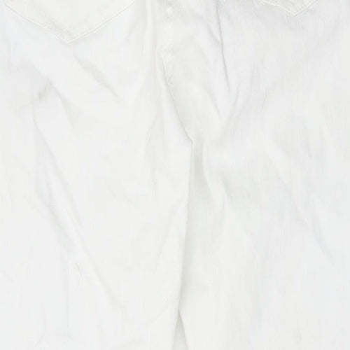 Epilogue Womens White Cotton Straight Jeans Size 14 L29 in Regular Zip