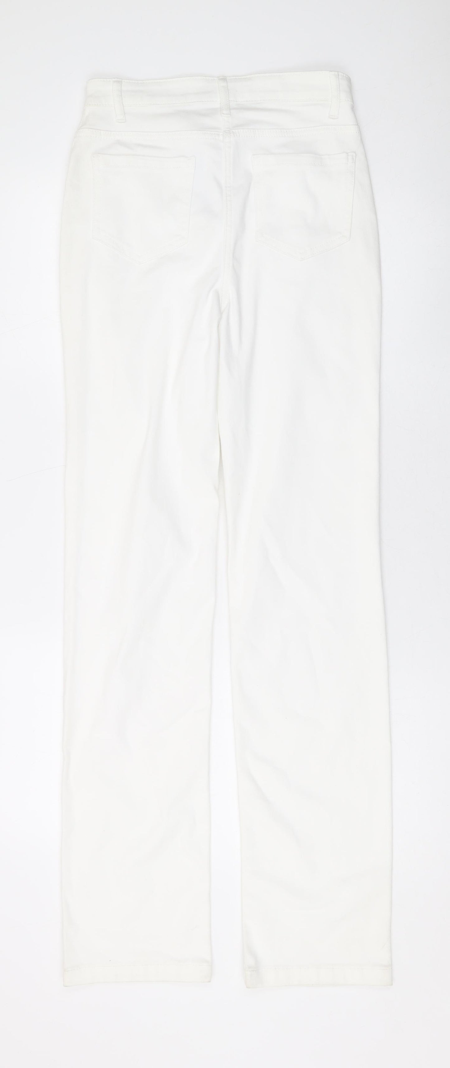 Per Una Womens White Cotton Straight Jeans Size 8 L32 in Regular Zip