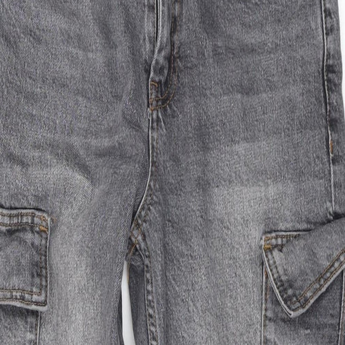 Topshop Womens Grey Cotton Straight Jeans Size 28 L25 in Regular Zip - Pockets