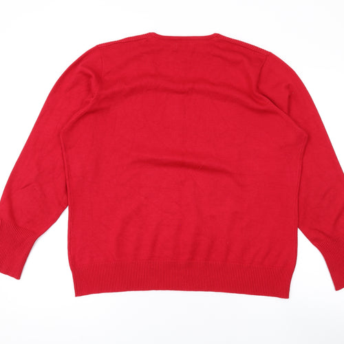 Micha Womens Red Round Neck Viscose Pullover Jumper Size 2XL