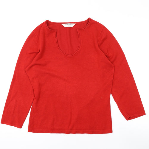 Dorothy Perkins Womens Red V-Neck Acrylic Pullover Jumper Size 14