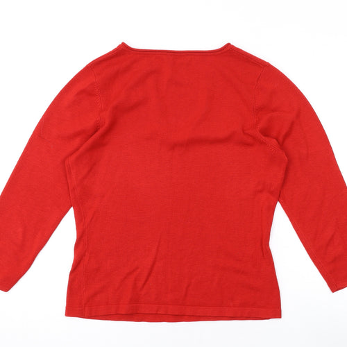 Dorothy Perkins Womens Red V-Neck Acrylic Pullover Jumper Size 14