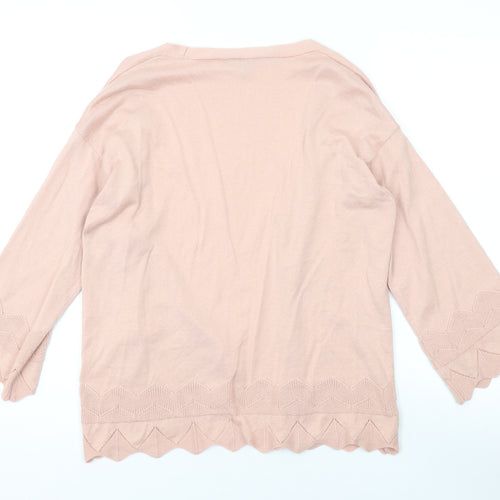 Dorothy Perkins Womens Pink V-Neck Acrylic Cardigan Jumper Size 8
