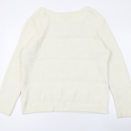 Tommy Hilfiger Womens Beige Round Neck Cotton Pullover Jumper Size XL