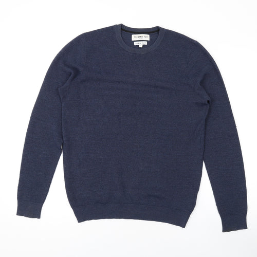 Peckham Rye Mens Blue Round Neck Wool Pullover Jumper Size S Long Sleeve