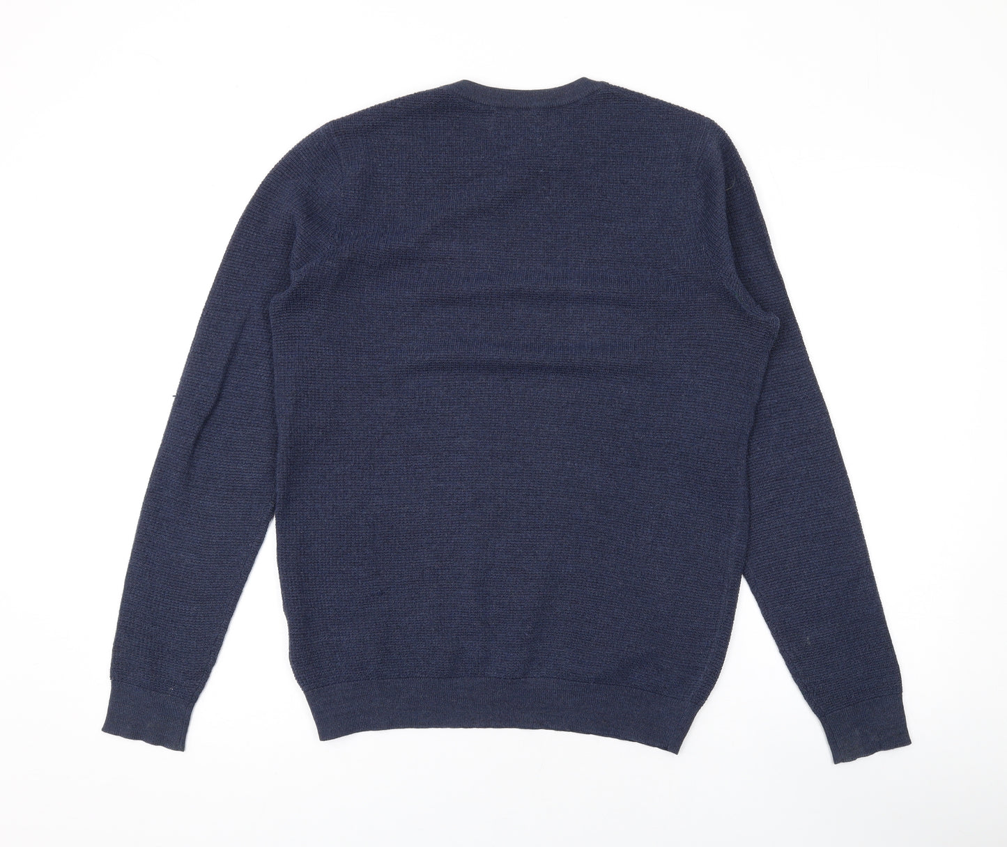 Peckham Rye Mens Blue Round Neck Wool Pullover Jumper Size S Long Sleeve