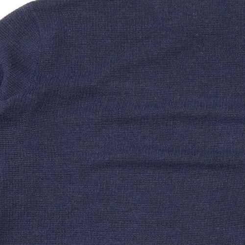 Peckham Rye Mens Blue Round Neck Wool Pullover Jumper Size S Long Sleeve