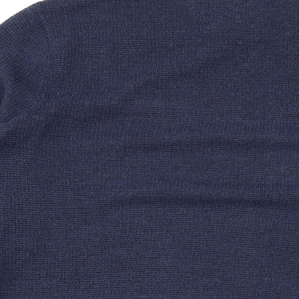 Peckham Rye Mens Blue Round Neck Wool Pullover Jumper Size S Long Sleeve