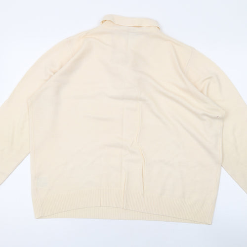 EWM Womens Beige V-Neck Acrylic Pullover Jumper Size L