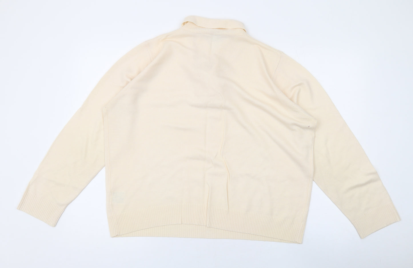 EWM Womens Beige V-Neck Acrylic Pullover Jumper Size L