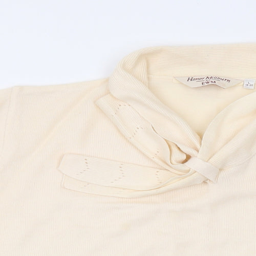 EWM Womens Beige V-Neck Acrylic Pullover Jumper Size L