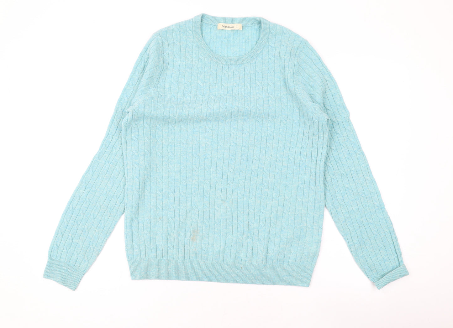 Woolovers Womens Blue Round Neck Wool Pullover Jumper Size M