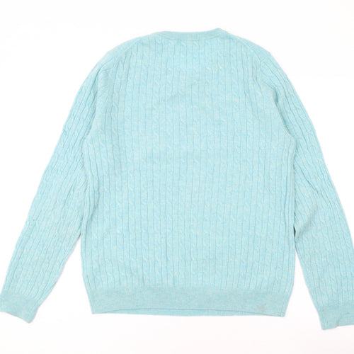 Woolovers Womens Blue Round Neck Wool Pullover Jumper Size M