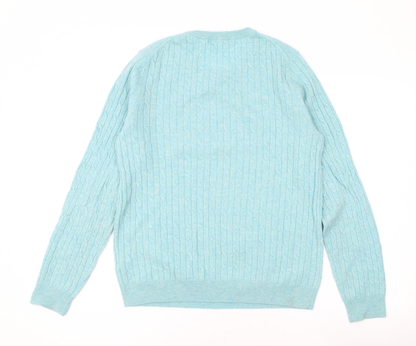 Woolovers Womens Blue Round Neck Wool Pullover Jumper Size M